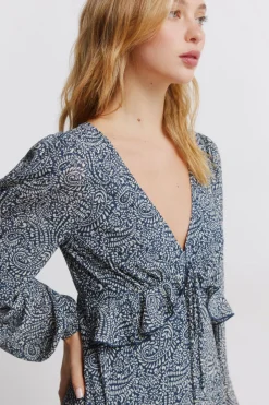Vestido midi volante cintura
