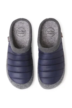 Zapatilla Para Hombre Tipo Zueco En Fieltro Y Tejido Acolchado