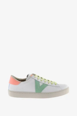 Zapatillas de piel Victoria Berl&iacute;n con piezas fl&uacute;or