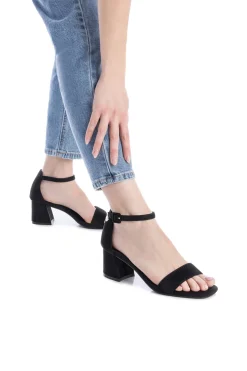 Zapatos antelina tac&oacute;n ancho
